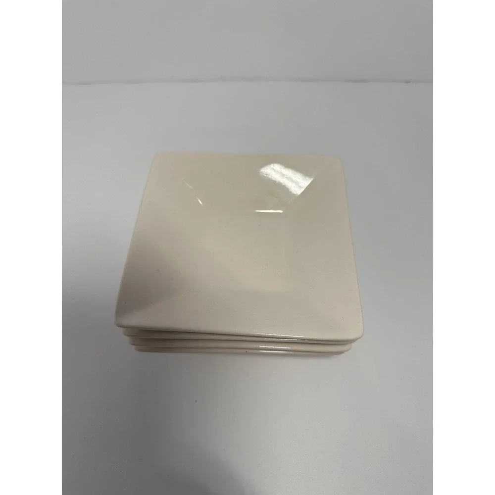 10 Strawberry Street Square Cream White Ceramic Dipping Bowls Set of 4 4.75in